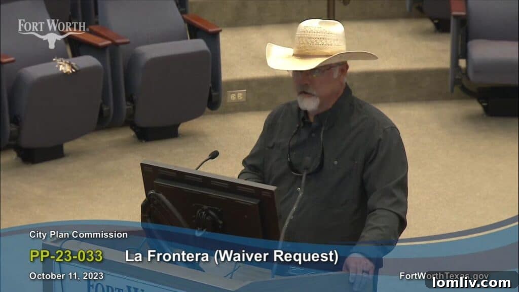 James Biedenharn, local Realtor, speaks to the Fort Worth City Plan Commission