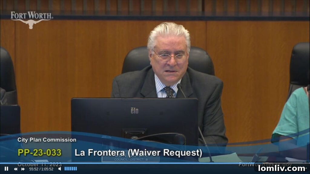 Fort Worth City Plan Commission Chair Don Boren addressing development concerns