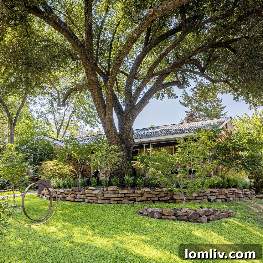 Bonnywood A Must-See on This Years Heritage Oak Cliff Home Tour 3 Multi-tiered landscape leading to the entrance of a modern home, showcasing elegant steps and lush greenery.