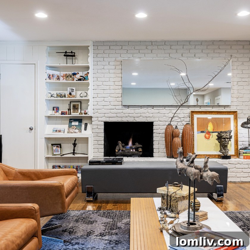 Bonnywood A Must-See on This Years Heritage Oak Cliff Home Tour 4 A minimalist interior space adorned with unique art pieces and furniture, creating a gallery-like atmosphere.
