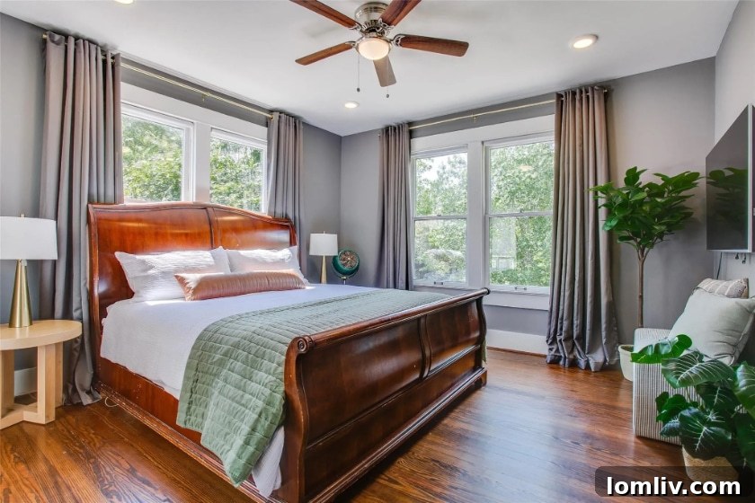 Another perspective of the elegantly restored interior living space, blending comfort with historical accuracy