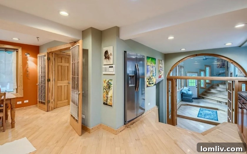 Hate Leg Day This Illinois Split Level Is The Only Squatting Youll Ever Do 8 Sunken living room and additional steps leading to the kitchen area