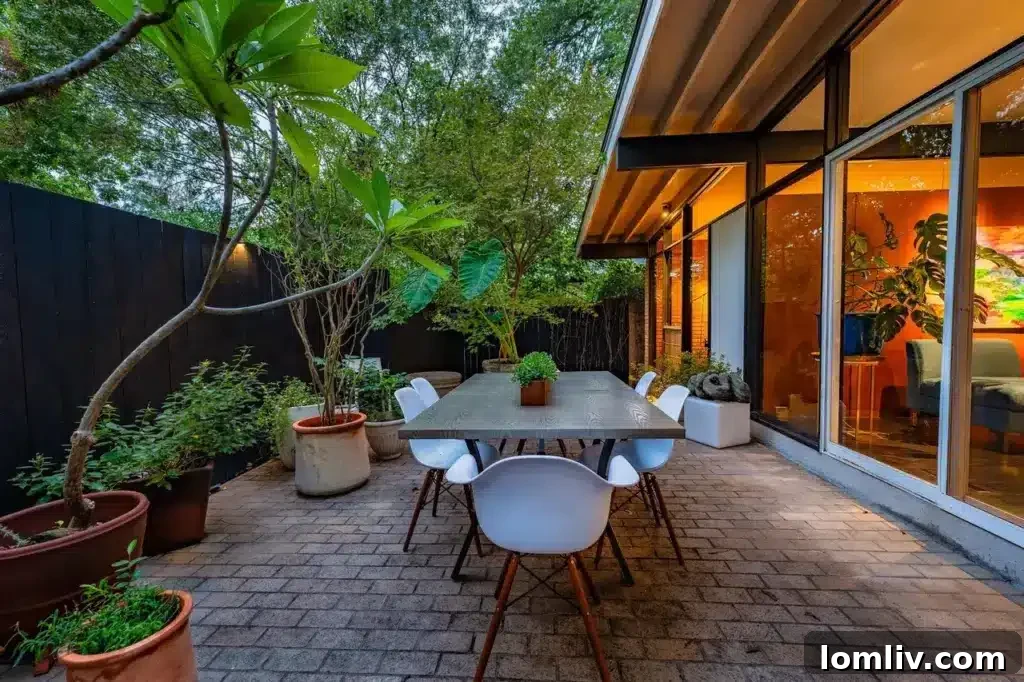 A unique outdoor living space or courtyard in the E.G. Hamilton home