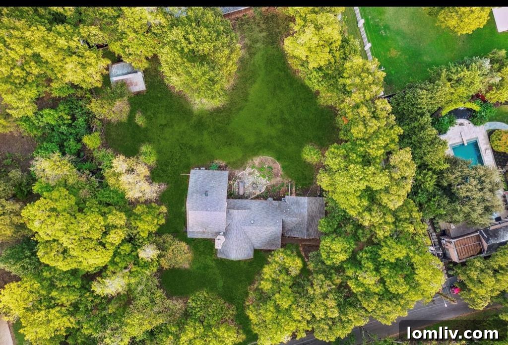 Lush landscape surrounding a private Dallas estate near White Rock Lake.