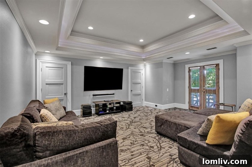 Expansive game room with balcony access