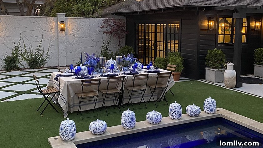 Two views of elegant candle arrangements, one featuring a decorative candelabra and the other with multiple pillar candles, enhancing the table's ambience.