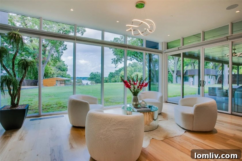 Staging and Professional Video Reimagine a Modern White Rock Lake Estate 7 Close-up of the elegant White Rock Lake estate architecture