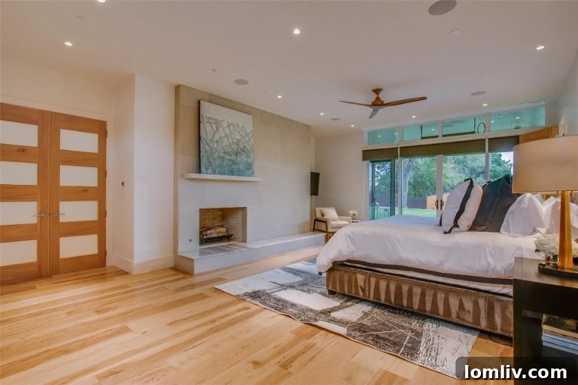 Staging and Professional Video Reimagine a Modern White Rock Lake Estate 10 Dining area with large windows overlooking White Rock Lake