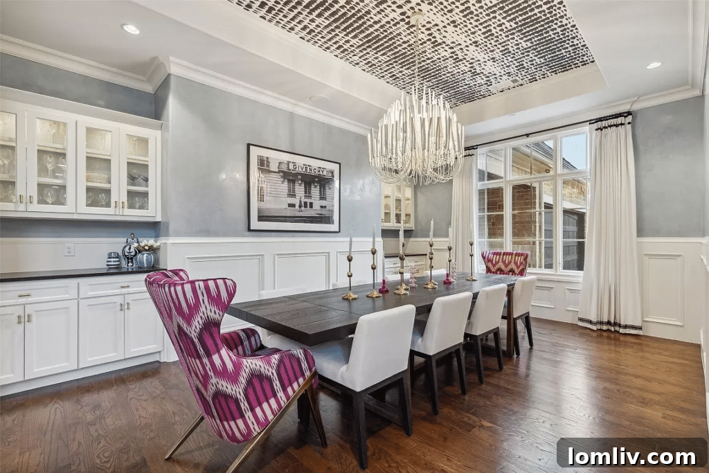 Feast-Ready Spaces: Open Houses Boasting Proper Dining Rooms 3 A luxurious Westlake dining room with a chandelier and built-ins