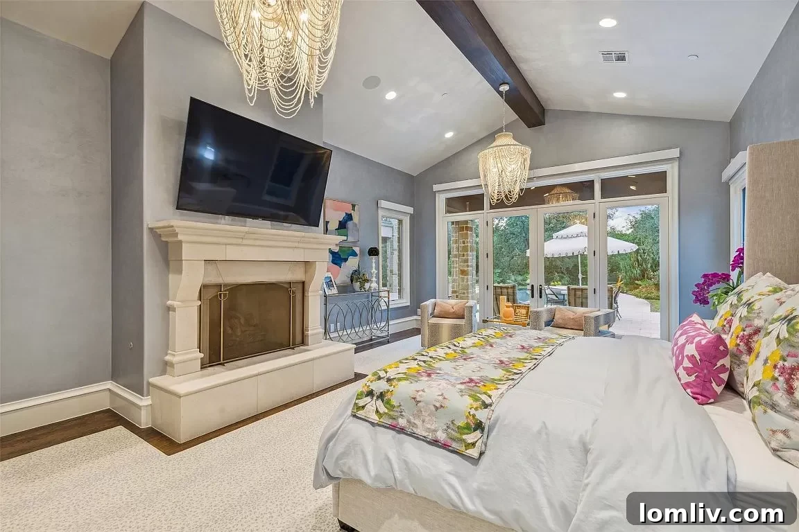 Feast-Ready Spaces: Open Houses Boasting Proper Dining Rooms 5 Luxurious primary suite with fireplace and French doors