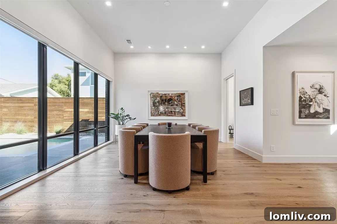 Feast-Ready Spaces: Open Houses Boasting Proper Dining Rooms 6 Contemporary dining room with large windows in Dallas