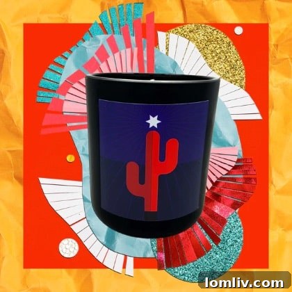 A stylish black candle in a simple vessel with a witty label reading 'Smells like here’s your one chance fancy, don’t let us down.'
