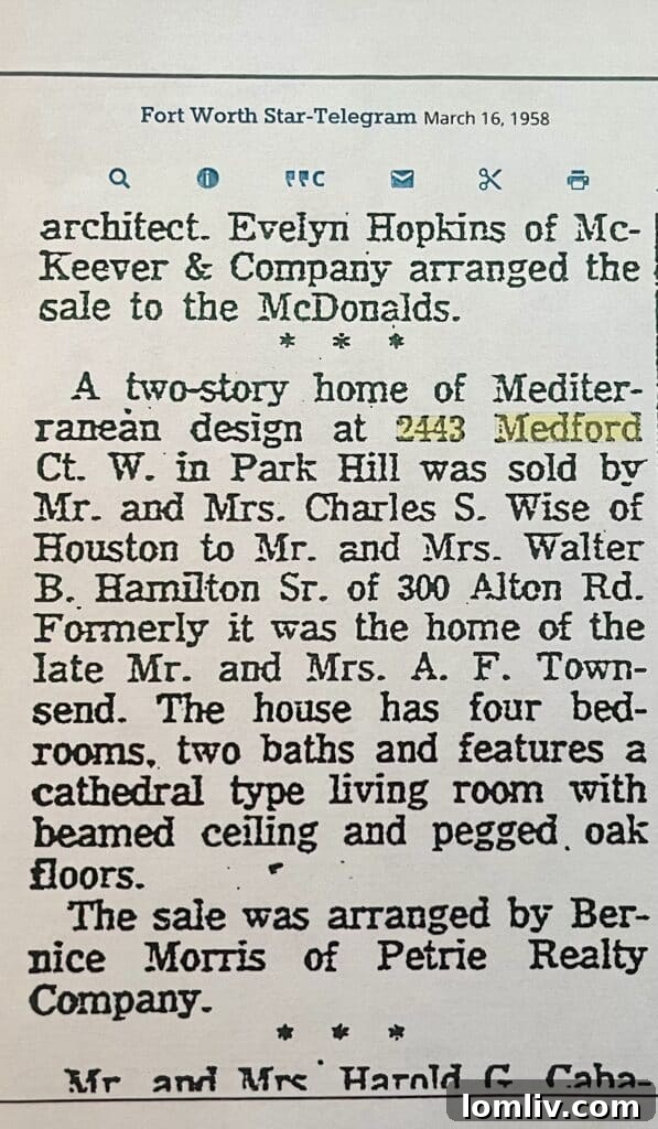 Kirk McDonald: From Dream Life to Dream House Sale in Park Hill 22 Historic Photo of 2443 Medford Court, Fort Worth - March, 1958