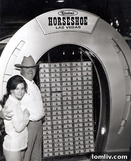 Point Noble's Crown Jewel: Historic Grandeur Meets Unrivaled Views 5 Benny Binion smiling alongside his youngest daughter, Becky, in a vintage family photo.