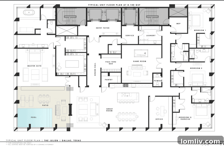 Julien floor plan showcasing expansive living spaces
