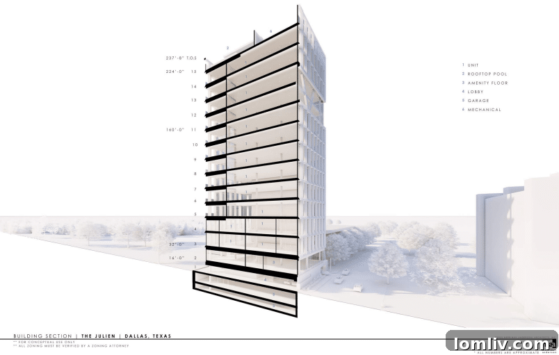 Proposed Julien tower architectural rendering at 3053 Fairmount St.