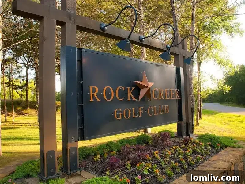 Panoramic view of the meticulously designed Jack Nicklaus golf course at Rock Creek Resort, adjacent to the luxury Gordonville property.