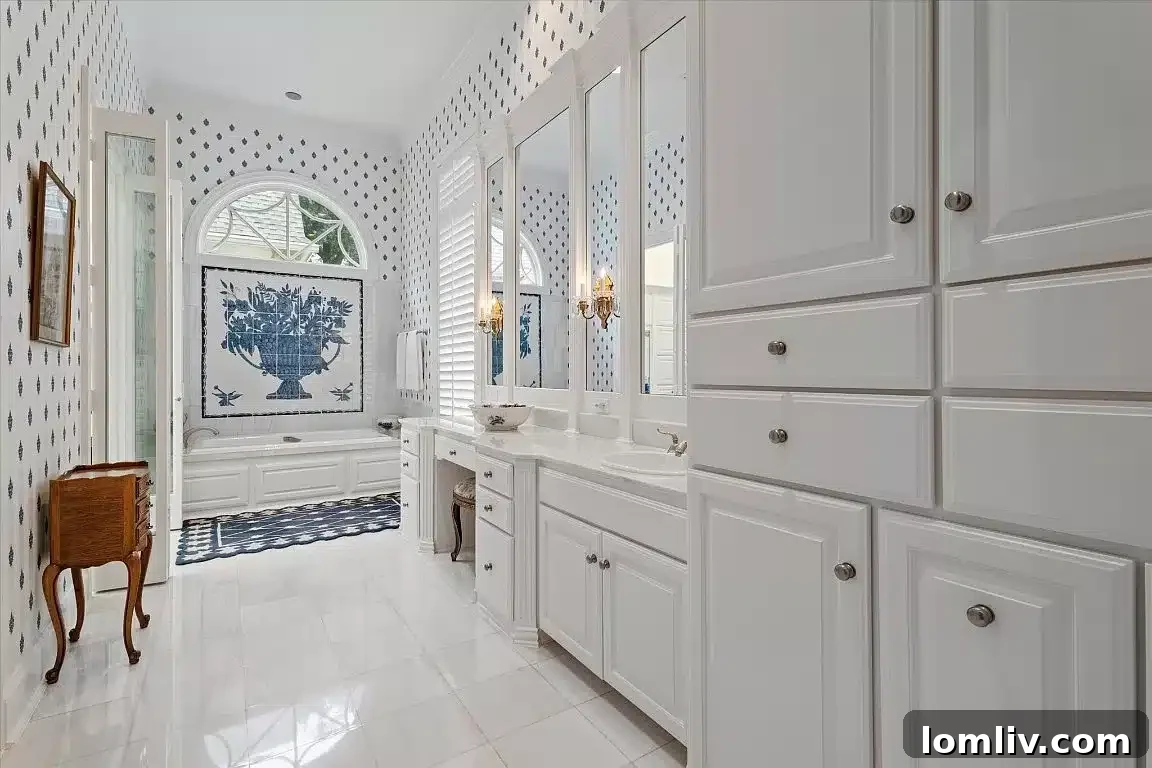 Kara Cuma ve Siber Pazartesi: Alışveriş Sezonuna Yakışan Eviniz 9 A beautifully appointed bathroom featuring extensive cabinetry, perfect for hidden gifts.