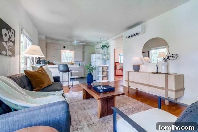 The distinct facade of 7138 Vivian Avenue, a rare Moderne home in Hollywood Heights
