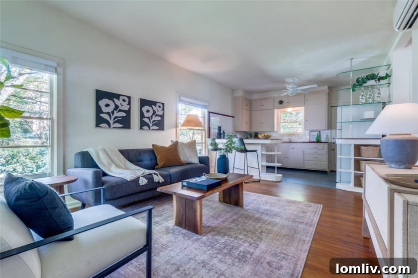 The charming exterior of the Moderne home at 7138 Vivian Avenue