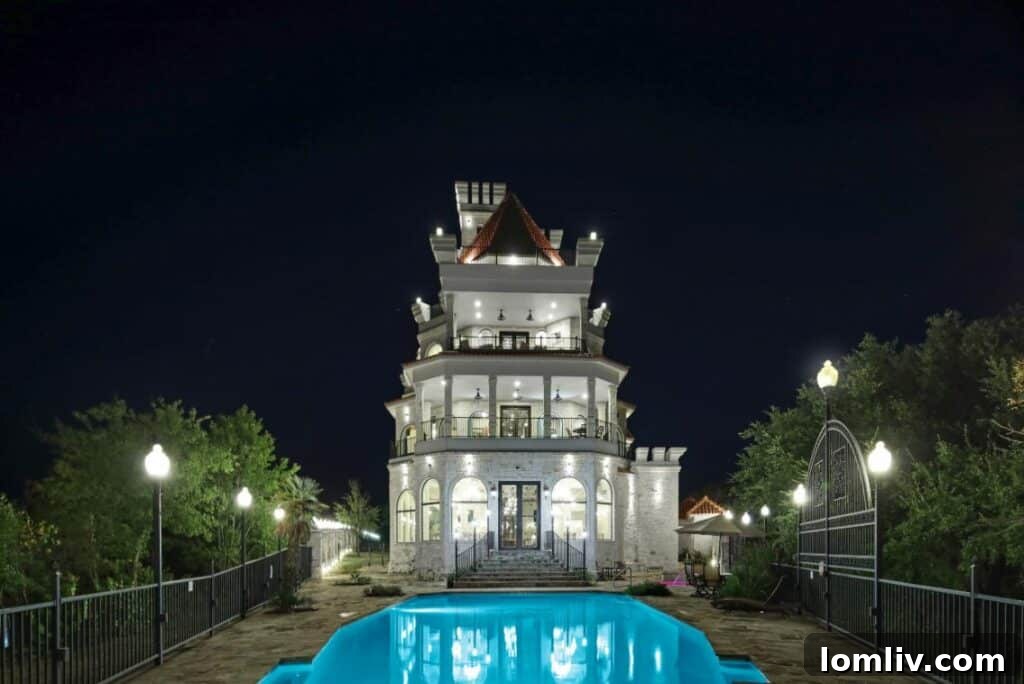 Lake Whitney's Parsons Castle A $5.5 Million Fairytale Ready for Its Next Chapter 9 Another view of a beautifully furnished bedroom in Parsons Castle, featuring ample space and natural light.