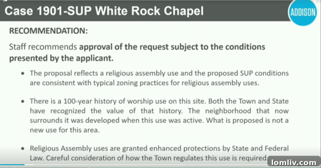 White Rock Chapel, Addison's Sole Black Church, Gains Special Use Permit Amid Opposition 7 Addison City Council presentation slides during the White Rock Chapel debate