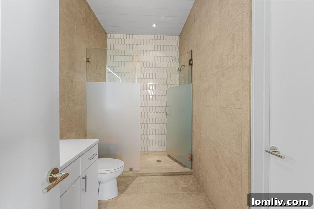 Luxurious Bathroom with Marble and White Tile