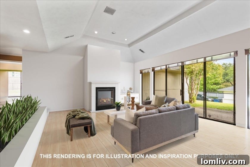 Transforming Spaces: Master the Art and Science of Property Remodeling and Flipping 5 Interior view of the same 1976 Town Creek home, digitally staged or remodeled to show contemporary design