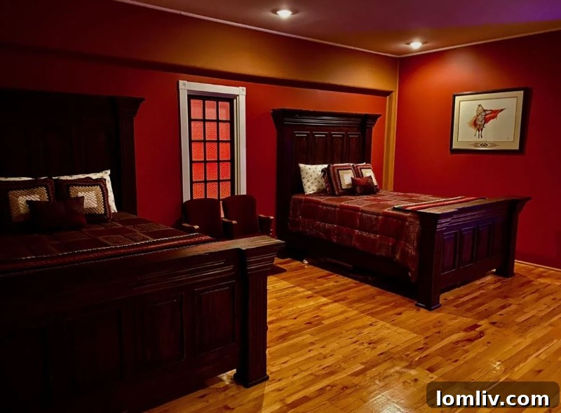 Unusual bathroom setup with clawfoot tub in bedroom