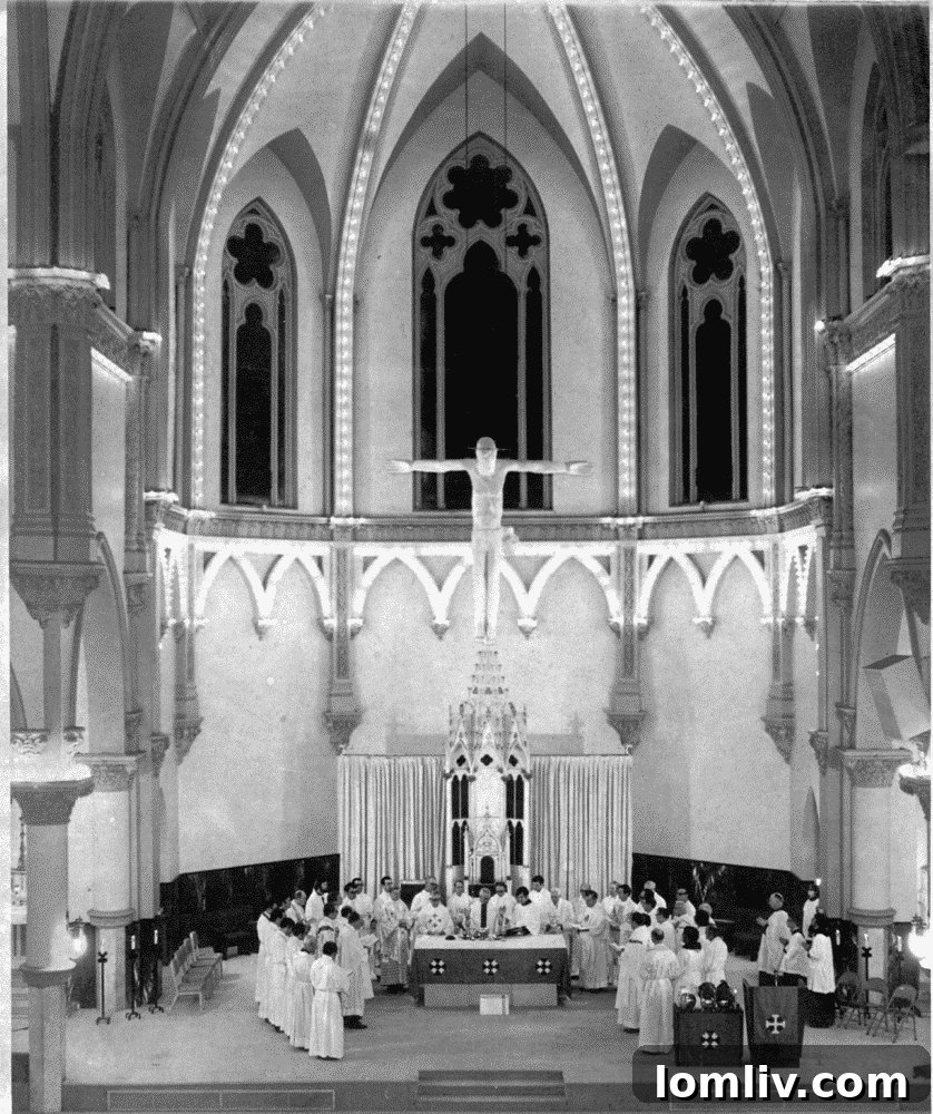 Interior view of Cathedral Guadalupe during 1966 Vatican II Renovation