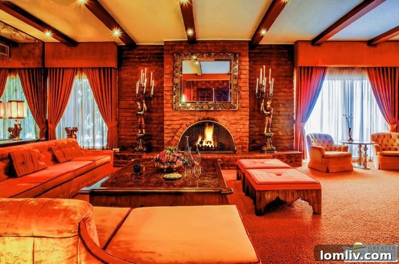 Kadifeler İçinde Bir Rüya: Palm Springs MCM, İdeal Doğum Günü Hediyesi 7 Stylish Midcentury Modern seating area with unique wall decor