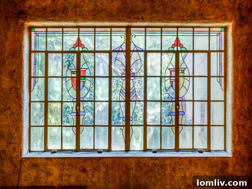 Stained glass from a lost Clifford Hutsell historic home