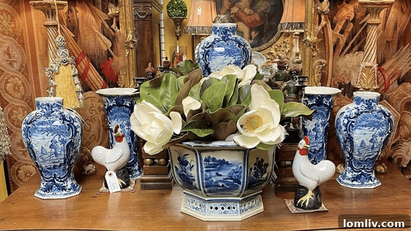 A curated display of 18th and 19th Century antique furniture and decorative arts at MD Antiques.