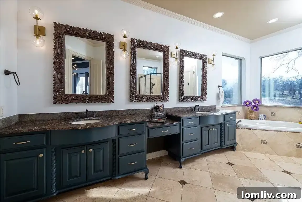 Bathroom with extensive storage options to prevent clutter