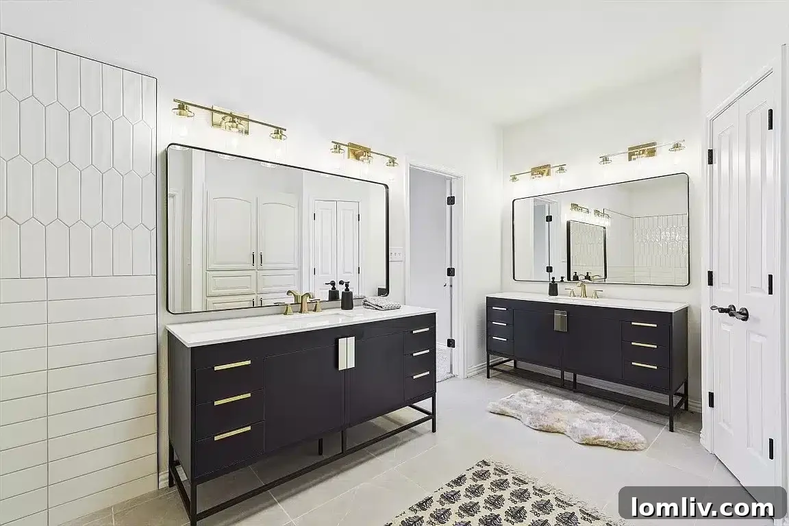 Double vanity with ample storage for an uncluttered bathroom