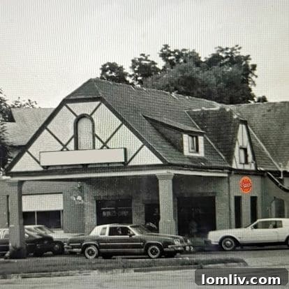 Vintage photograph of Magnolia Petroleum Service Center #963 with original gas pumps.