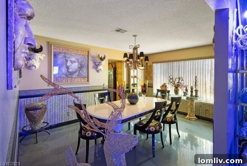 Dining Room with Terminator-like Face Art