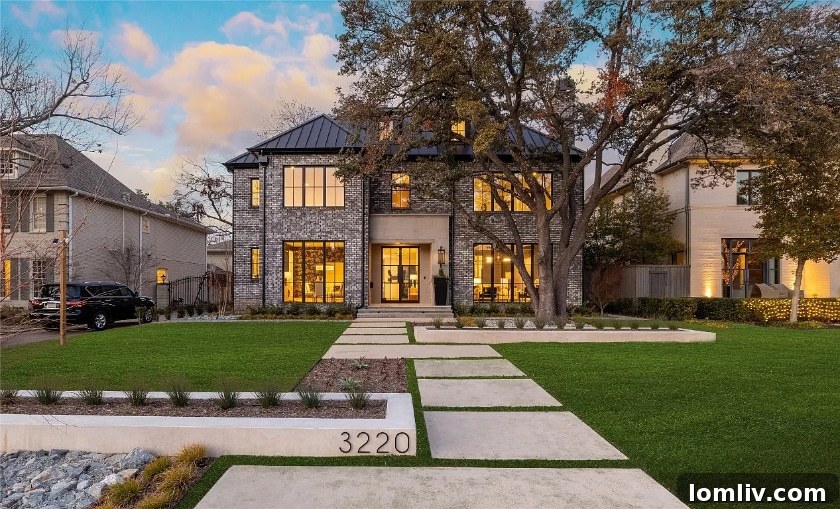 Exterior of a luxury transitional home in University Park, Dallas