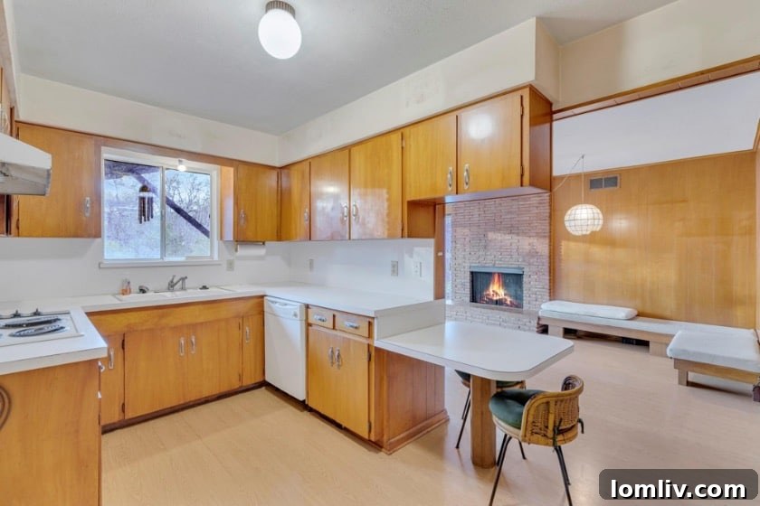 Vibrant original linoleum flooring, showcasing its durability and unique pattern