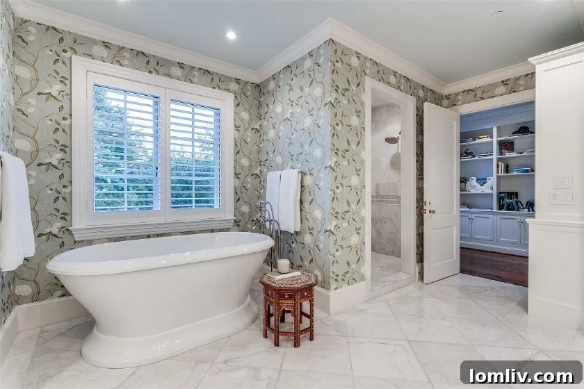 Elegant vanity area within the principal bathroom, showcasing fine details.