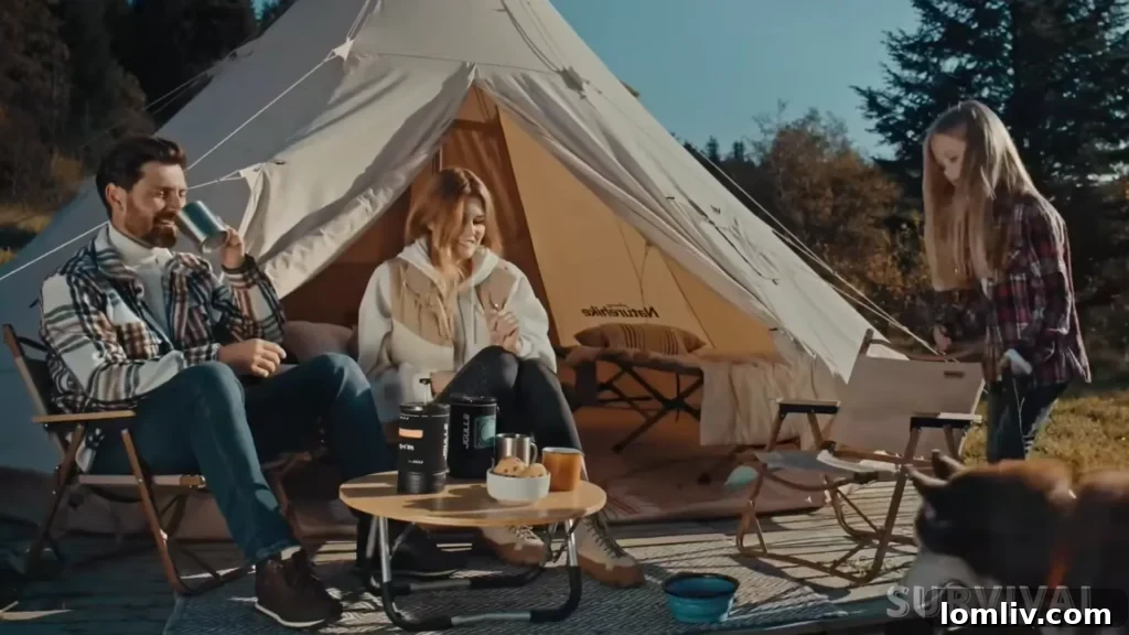 62 Lucrative Products Dominating 2024 Sales 19 An adventurous scene with essential outdoor gear, including a tent, backpack, and headlamp