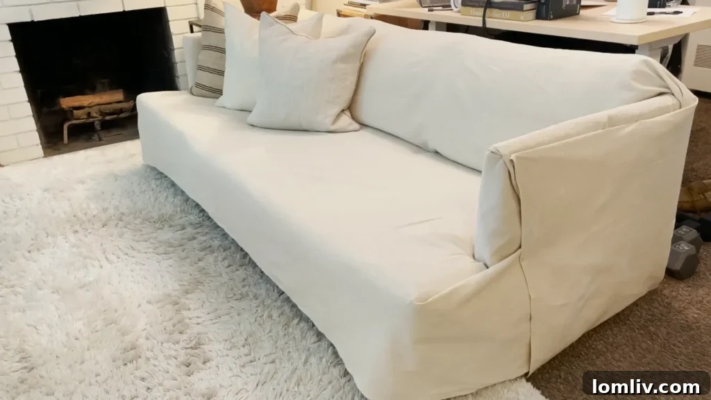 62 Lucrative Products Dominating 2024 Sales 70 A stylish slipcovered sofa with throw pillows in a cozy living room
