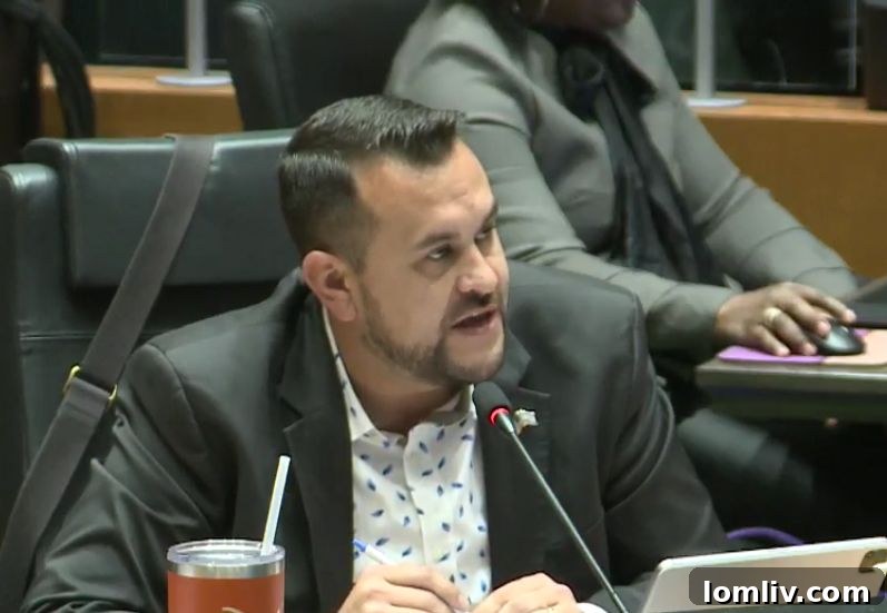 Councilman Adam Bazaldua addressing the committee on solutions for resistant unsheltered individuals.