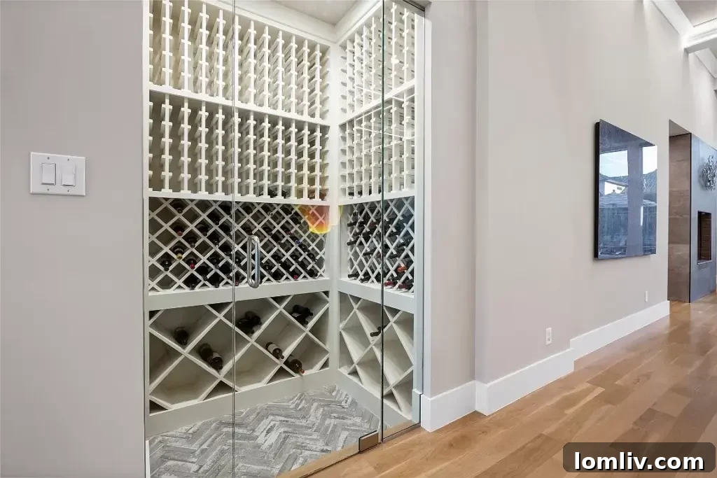 Elegant interior hallway with high ceilings and sophisticated decor.