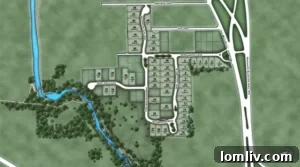 Detailed map showing the layout of the Westworth Falls community, including homesites and green spaces.