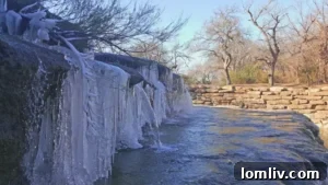 Close-up view of the beautiful natural waterfall at Westworth Falls, a rare DFW natural wonder.