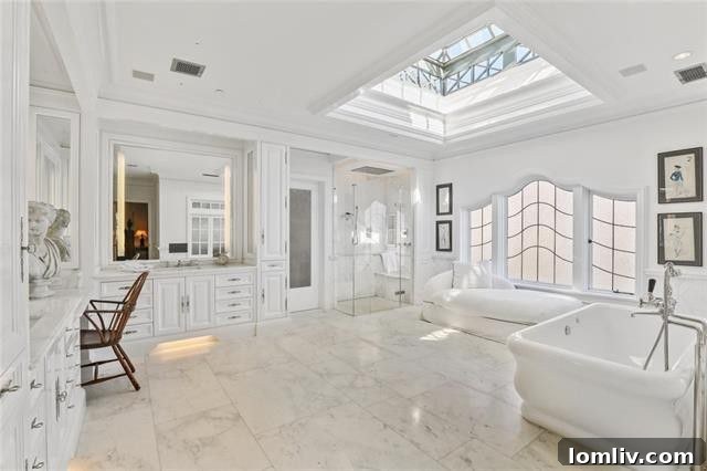 Spacious master bath with elegant tub