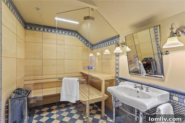 Bathroom with sauna and steam shower