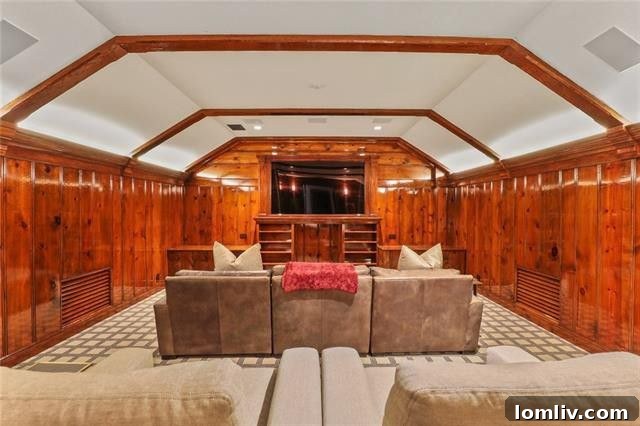 Basement living area with rustic charm