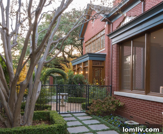 Backyard landscaping with lush greenery